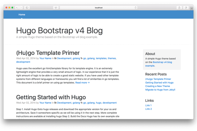 Hugo Bootstrap v4 Blog
